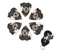 6 Pcs Guitar Picks Cute Schnauzer Guitar Pick Set Double-sided Personalized Bass Pick Plectrums with Organizer Storage Box Ukulele Picks Ukulele Accessories for Men Women