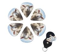 6 Pcs Guitar Picks Cute Sheep Lamb Guitar Pick Set Double-sided Personalized Bass Pick Plectrums with Organizer Storage Box Ukulele Picks Ukulele Accessories for Men Women