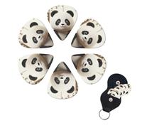 6 Pcs Guitar Picks Cute White Panda Guitar Pick Set Double-sided Personalized Bass Pick Plectrums with Organizer Storage Box Ukulele Picks Ukulele Accessories for Men Women