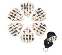 6 Pcs Guitar Picks Cute Wines Bottle Guitar Pick Set Double-sided Personalized Bass Pick Plectrums with Organizer Storage Box Ukulele Picks Ukulele Accessories for Men Women