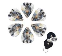 6 Pcs Guitar Picks Cute Zebra Watercolor Guitar Pick Set Double-sided Personalized Bass Pick Plectrums with Organizer Storage Box Ukulele Picks Ukulele Accessories for Men Women
