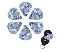 6 Pcs Guitar Picks Daisy Blue Guitar Pick Set Double-sided Personalized Bass Pick Plectrums with Organizer Storage Box Ukulele Picks Ukulele Accessories for Men Women