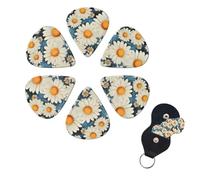 6 Pcs Guitar Picks Daisy Guitar Pick Set Double-sided Personalized Bass Pick Plectrums with Organizer Storage Box Ukulele Picks Ukulele Accessories for Men Women