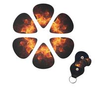 6 Pcs Guitar Picks Dancing Fire Guitar Pick Set Double-sided Personalized Bass Pick Plectrums with Organizer Storage Box Ukulele Picks Ukulele Accessories for Men Women