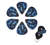 6 Pcs Guitar Picks Dark Blue Butterflies Guitar Pick Set Double-sided Personalized Bass Pick Plectrums with Organizer Storage Box Ukulele Picks Ukulele Accessories for Men Women