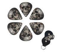 6 Pcs Guitar Picks Death Skull Guitar Pick Set Double-sided Personalized Bass Pick Plectrums with Organizer Storage Box Ukulele Picks Ukulele Accessories for Men Women
