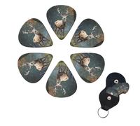 6 Pcs Guitar Picks Deer Animals Guitar Pick Set Double-sided Personalized Bass Pick Plectrums with Organizer Storage Box Ukulele Picks Ukulele Accessories for Men Women