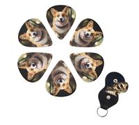 6 Pcs Guitar Picks Dog Corgi Guitar Pick Set Double-sided Personalized Bass Pick Plectrums with Organizer Storage Box Ukulele Picks Ukulele Accessories for Men Women