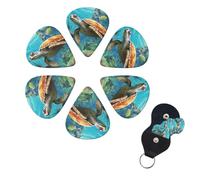 6 Pcs Guitar Picks Dolphins Sea Turtle Coral Reef Guitar Pick Set Double-sided Personalized Bass Pick Plectrums with Organizer Storage Box Ukulele Picks Ukulele Accessories for Men Women