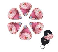 6 Pcs Guitar Picks Donut and Cupcake Guitar Pick Set Double-sided Personalized Bass Pick Plectrums with Organizer Storage Box Ukulele Picks Ukulele Accessories for Men Women
