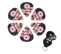 6 Pcs Guitar Picks Donut Cake Guitar Pick Set Double-sided Personalized Bass Pick Plectrums with Organizer Storage Box Ukulele Picks Ukulele Accessories for Men Women