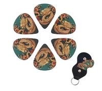 6 Pcs Guitar Picks Dragon Background Guitar Pick Set Double-sided Personalized Bass Pick Plectrums with Organizer Storage Box Ukulele Picks Ukulele Accessories for Men Women