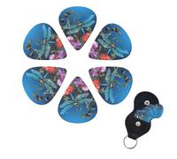 6 Pcs Guitar Picks Dragonfly and Flower Guitar Pick Set Double-sided Personalized Bass Pick Plectrums with Organizer Storage Box Ukulele Picks Ukulele Accessories for Men Women