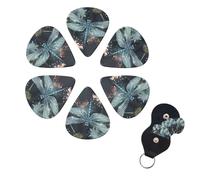 6 Pcs Guitar Picks Dragonfly Flower Guitar Pick Set Double-sided Personalized Bass Pick Plectrums with Organizer Storage Box Ukulele Picks Ukulele Accessories for Men Women