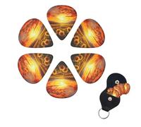 6 Pcs Guitar Picks Dreamlike Sunset Of A Sunflower Field Guitar Pick Set Double-sided Personalized Bass Pick Plectrums with Organizer Storage Box Ukulele Picks Ukulele Accessories for Men Women