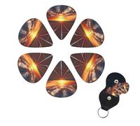 6 Pcs Guitar Picks Dusk Running Track Guitar Pick Set Double-sided Personalized Bass Pick Plectrums with Organizer Storage Box Ukulele Picks Ukulele Accessories for Men Women