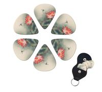 6 Pcs Guitar Picks Flower and Dragonfly Guitar Pick Set Double-sided Personalized Bass Pick Plectrums with Organizer Storage Box Ukulele Picks Ukulele Accessories for Men Women