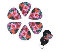 6 Pcs Guitar Picks Flower Tropical Plant Guitar Pick Set Double-sided Personalized Bass Pick Plectrums with Organizer Storage Box Ukulele Picks Ukulele Accessories for Men Women