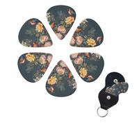 6 Pcs Guitar Picks Flowers Birds Guitar Pick Set Double-sided Personalized Bass Pick Plectrums with Organizer Storage Box Ukulele Picks Ukulele Accessories for Men Women
