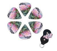 6 Pcs Guitar Picks Flowers Guitar Pick Set Double-sided Personalized Bass Pick Plectrums with Organizer Storage Box Ukulele Picks Ukulele Accessories for Men Women
