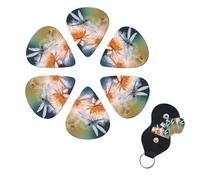 6 Pcs Guitar Picks Flying Dragonflies Lily Flower Guitar Pick Set Double-sided Personalized Bass Pick Plectrums with Organizer Storage Box Ukulele Picks Ukulele Accessories for Men Women
