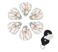 6 Pcs Guitar Picks for Acoustic Electric Guitar Picks Thin Medium/Heavy Handmade Cartoon Rabbits with Leaves Guitar Picks Bass Ukulele Guitar Picks for Guitar Lovers
