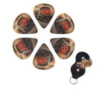 6 Pcs Guitar Picks Freight Train Guitar Pick Set Double-sided Personalized Bass Pick Plectrums with Organizer Storage Box Ukulele Picks Ukulele Accessories for Men Women