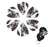 6 Pcs Guitar Picks French Bulldog Glasses Guitar Pick Set Double-sided Personalized Bass Pick Plectrums with Organizer Storage Box Ukulele Picks Ukulele Accessories for Men Women