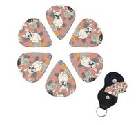 6 Pcs Guitar Picks French Bulldog Print Guitar Pick Set Double-sided Personalized Bass Pick Plectrums with Organizer Storage Box Ukulele Picks Ukulele Accessories for Men Women