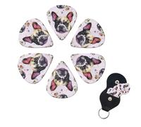 6 Pcs Guitar Picks French little bulldog Guitar Pick Set Double-sided Personalized Bass Pick Plectrums with Organizer Storage Box Ukulele Picks Ukulele Accessories for Men Women
