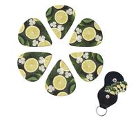 6 Pcs Guitar Picks Fresh Lemon Guitar Pick Set Double-sided Personalized Bass Pick Plectrums with Organizer Storage Box Ukulele Picks Ukulele Accessories for Men Women
