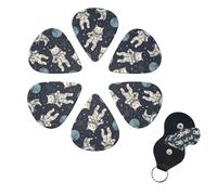 6 Pcs Guitar Picks Fun Cat Astronaut Guitar Pick Set Double-sided Personalized Bass Pick Plectrums with Organizer Storage Box Ukulele Picks Ukulele Accessories for Men Women