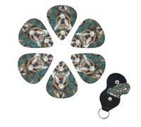6 Pcs Guitar Picks Funny English Bulldog Guitar Pick Set Double-sided Personalized Bass Pick Plectrums with Organizer Storage Box Ukulele Picks Ukulele Accessories for Men Women