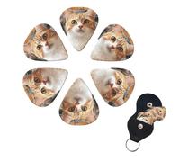 6 Pcs Guitar Picks Funny Pet Cat Guitar Pick Set Double-sided Personalized Bass Pick Plectrums with Organizer Storage Box Ukulele Picks Ukulele Accessories for Men Women