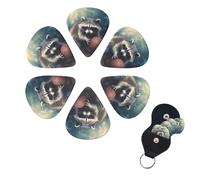 6 Pcs Guitar Picks Funny Raccoon Basketball Guitar Pick Set Double-sided Personalized Bass Pick Plectrums with Organizer Storage Box Ukulele Picks Ukulele Accessories for Men Women