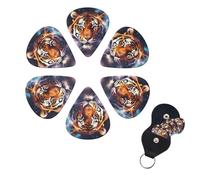 6 Pcs Guitar Picks Galaxy Tiger Guitar Pick Set Double-sided Personalized Bass Pick Plectrums with Organizer Storage Box Ukulele Picks Ukulele Accessories for Men Women