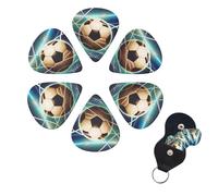 6 Pcs Guitar Picks Goal Soccer Guitar Pick Set Double-sided Personalized Bass Pick Plectrums with Organizer Storage Box Ukulele Picks Ukulele Accessories for Men Women