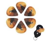 6 Pcs Guitar Picks Golden Sunset Bald Eagle Guitar Pick Set Double-sided Personalized Bass Pick Plectrums with Organizer Storage Box Ukulele Picks Ukulele Accessories for Men Women