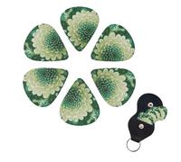 6 Pcs Guitar Picks Green Flower Guitar Pick Set Double-sided Personalized Bass Pick Plectrums with Organizer Storage Box Ukulele Picks Ukulele Accessories for Men Women
