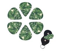 6 Pcs Guitar Picks Green Foliage Botanical Guitar Pick Set Double-sided Personalized Bass Pick Plectrums with Organizer Storage Box Ukulele Picks Ukulele Accessories for Men Women