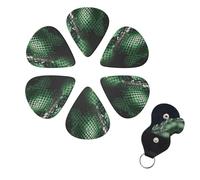 6 Pcs Guitar Picks Green Snakeskin Guitar Pick Set Double-sided Personalized Bass Pick Plectrums with Organizer Storage Box Ukulele Picks Ukulele Accessories for Men Women