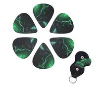 6 Pcs Guitar Picks Green wolf Guitar Pick Set Double-sided Personalized Bass Pick Plectrums with Organizer Storage Box Ukulele Picks Ukulele Accessories for Men Women