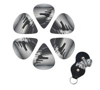 6 Pcs Guitar Picks Grey Zen Stones Picture Guitar Pick Set Double-sided Personalized Bass Pick Plectrums with Organizer Storage Box Ukulele Picks Ukulele Accessories for Men Women