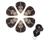6 Pcs Guitar Picks Guitar Pepper Sugar Skull Guitar Pick Set Double-sided Personalized Bass Pick Plectrums with Organizer Storage Box Ukulele Picks Ukulele Accessories for Men Women