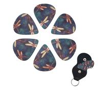 6 Pcs Guitar Picks Hand Painted Dragonfly Guitar Pick Set Double-sided Personalized Bass Pick Plectrums with Organizer Storage Box Ukulele Picks Ukulele Accessories for Men Women
