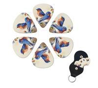 6 Pcs Guitar Picks Happy Bluebirds Guitar Pick Set Double-sided Personalized Bass Pick Plectrums with Organizer Storage Box Ukulele Picks Ukulele Accessories for Men Women