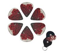 6 Pcs Guitar Picks Heart-Shaped Roses Guitar Pick Set Double-sided Personalized Bass Pick Plectrums with Organizer Storage Box Ukulele Picks Ukulele Accessories for Men Women