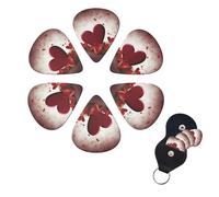 6 Pcs Guitar Picks Hearts with Love Guitar Pick Set Double-sided Personalized Bass Pick Plectrums with Organizer Storage Box Ukulele Picks Ukulele Accessories for Men Women