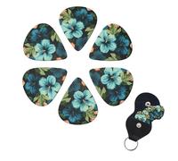 6 Pcs Guitar Picks Hibiscus Flowers Pattern Guitar Pick Set Double-sided Personalized Bass Pick Plectrums with Organizer Storage Box Ukulele Picks Ukulele Accessories for Men Women