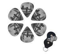 6 Pcs Guitar Picks Houses of parliament Guitar Pick Set Double-sided Personalized Bass Pick Plectrums with Organizer Storage Box Ukulele Picks Ukulele Accessories for Men Women